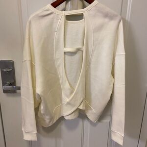 Cream Crewneck Sweatshirt with Cut Out Back